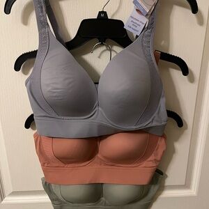 Jockey Seamless Comfort Bra - Gray, Peach, and Olive (lot of 3)
